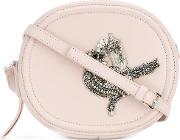 Embellished Crossbody Bag Women Brasslamb Nubuck Leatherglass One Size, Pinkpurple