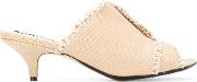 Frayed Trim Sandals Women Leathercanvas 41, Nudeneutrals