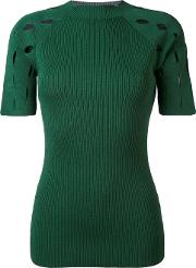 Ribbed Knit T Shirt Women Nylonviscose M, Green