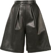 Flared Shorts Women Silknappa Leather 2, Black