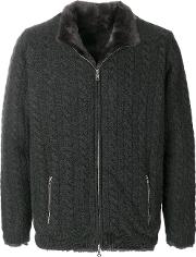 N.peal Lined Cable Cashmere Cardigan Men Rabbit Furcashmere M, Green 