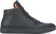 'howard' Hi Top Sneakers Men Calf Leathercamel Leatherrubber 41, Black