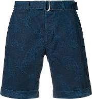 Pineapple Print Denim Shorts Men Cotton 32, Blue