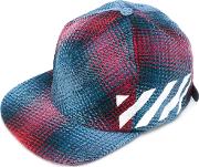 Off White Diagonal Cap Unisex Cottonpolyestervirgin Woolother Fibers One Size, Blue 