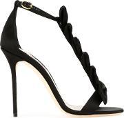 Satin Bow Detail Sandals Women Leatherrayon 40, Women's, Black