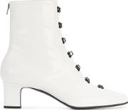 Mid Heel Ankle Boots With Hook And Eye Detailing Women Leather 36, White