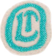 Olympia Le Tan Logo Beaded Patch Women Wool Feltplastic One Size, Blue 