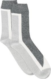 Na Panelled Socks Men Cottonnylonpolyesterspandexelastane  Size, Grey