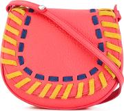 Woven Detail Saddle Bag Women Calf Leather One Size, Pinkpurple