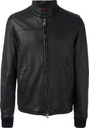 Zipped Jacket Men Leatherpolyamidespandexelastaneviscose 52, Black