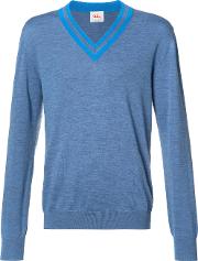 V Neck Cricket Sweater Men Merino M, Blue