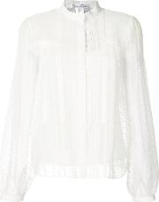 Long Ruffle Sleeve Blouse Women Silk 6, White