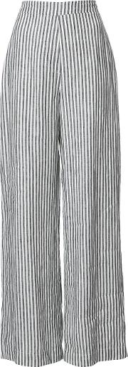 Striped Pants Women Linenflax 36, Black