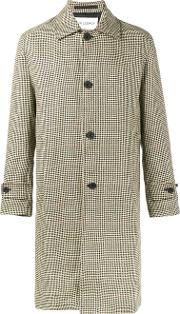 Houndstooth Check Coat Men Linenflaxviscose 52, Brown