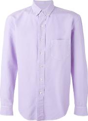 Buttoned Down Collar Shirt Men Cotton 48, Pinkpurple