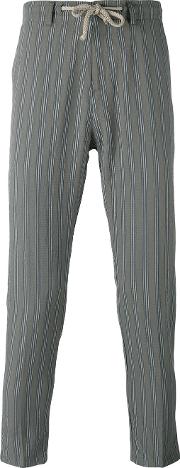 Striped Tapered Trousers Men Cottonspandexelastane 44, Grey