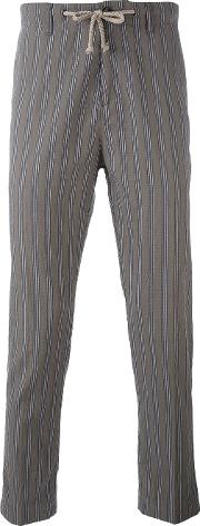 Striped Tapered Trousers Men Cottonspandexelastane 48, Grey