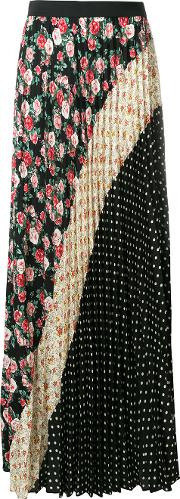 Floral And Polka Dotted Pleated Skirt 