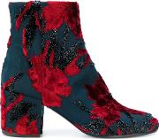 Floral Block Heel Boots 