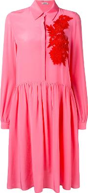 P.a.r.o.s.h. Floral Patch Shirt Dress Women Silkcottonpolyester M, Pinkpurple 