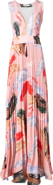 Pat Bo Brushstroke Pleated Gown Women Polyesterspandexelastane 12, Pinkpurple 