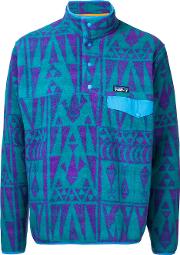 Ethnic Pattern Sweatshirt Men Polyester S, Green