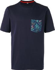 Printed Pocket T Shirt Men Cotton S, Blue