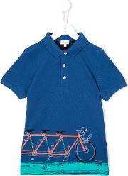 Bike Print Polo Shirt Kids Cotton 8 Yrs, Blue