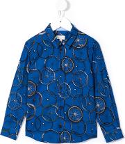 Paul Smith Junior Bicycle Wheel Printed Shirt Kids Cotton 6 Yrs, Blue 