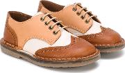 Brogued Derby Shoes Kids Calf Leatherleatherrubber 22, Brown