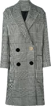Checked Double Breasted Coat Women Woolcupro 38, Black