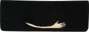 Gold Hand Clasp Clutch Women Leather One Size, Black