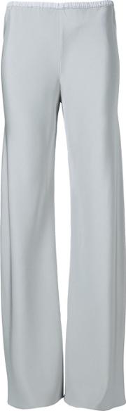 Elastic Waistband Straight Trousers Women Silk S, Women's, Grey