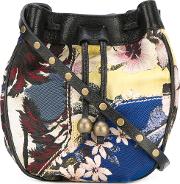 Floral Drawstring Bag Women Leatherpolyester One Size, Black