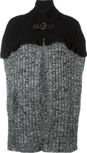 Knitted Cardi Cape Women Virgin Wool 44, Grey