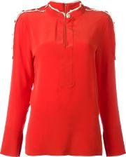 Buttoned Detail Flared Shirt Women Silk 40, Red