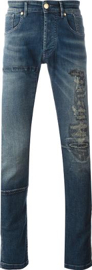 Distressed Finish Jeans Men Cottonspandexelastane 36, Blue