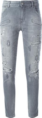 Distressed Skinny Jeans Women Cottonpolyester 25, Women's, Grey