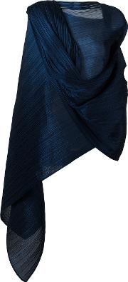 Pleated Scarf Women Silk One Size, Blue