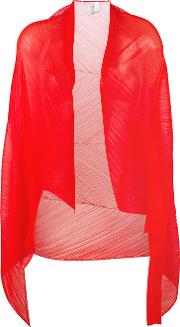 Pleated Scarf Women Silk One Size, Women's, Red