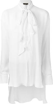 Knotted Scarf Applique Shirt Women Silk 36, White