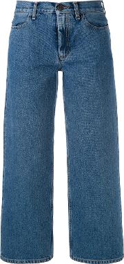 1961 Cropped Wide Leg Jeans Women Cotton 26, Blue
