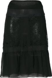 Flared Lace Insert Skirt 