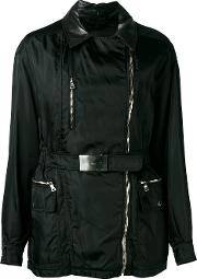 Leather Collar Jacket Women Leathernylon 46, Black