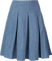 Pleated Denim Skirt 