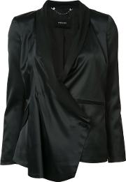Asymmetric Jacket Women Spandexelastaneacetateviscose 2, Black