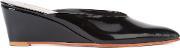 Wedged Mules Women Patent Leather 7, Women's, Black