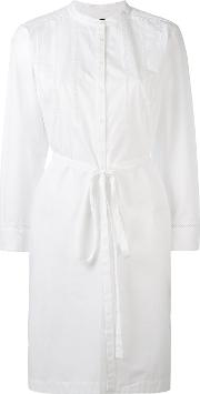 Collarless Shirt Dress Women Cotton Xs, White
