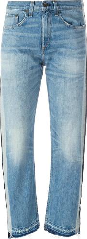 Rag & Bone jean Striped Trim Cropped Jeans Women Cotton 27, Blue 