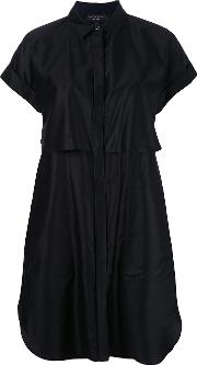 Layered Shirt Dress Women Silkcottontencel 8, Black